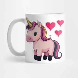 Cute baby unicorn with hearts Mug